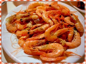 Boiled prawns